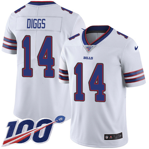 Nike Bills #14 Stefon Diggs White Youth Stitched NFL 100th Season Vapor Untouchable Limited Jersey